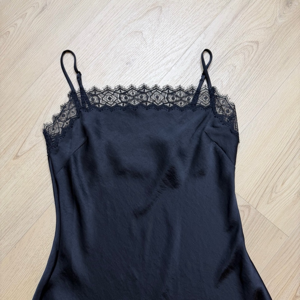 Aritzia Wilfred Black Lace Satin Mini Dress - Picture 2 of 5